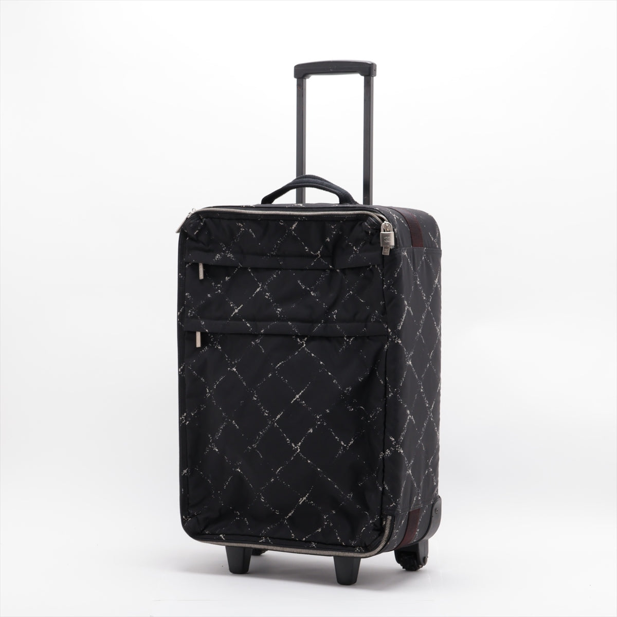 Chanel Vintage Matelasse Travel Line Nylon Suitcase Black