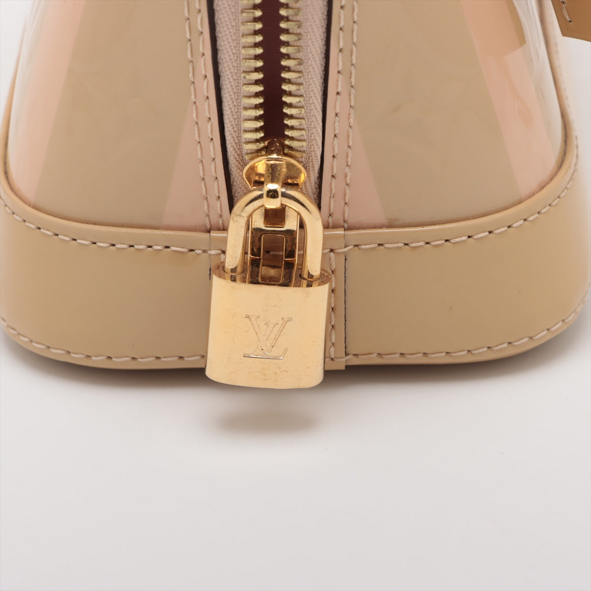 Louis Vuitton Vernis Rayures Alma BB Beige x Rose Ballerine