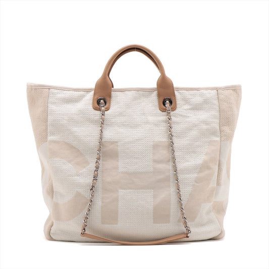 Chanel Canvas Deauville Tote Bag Light Beige