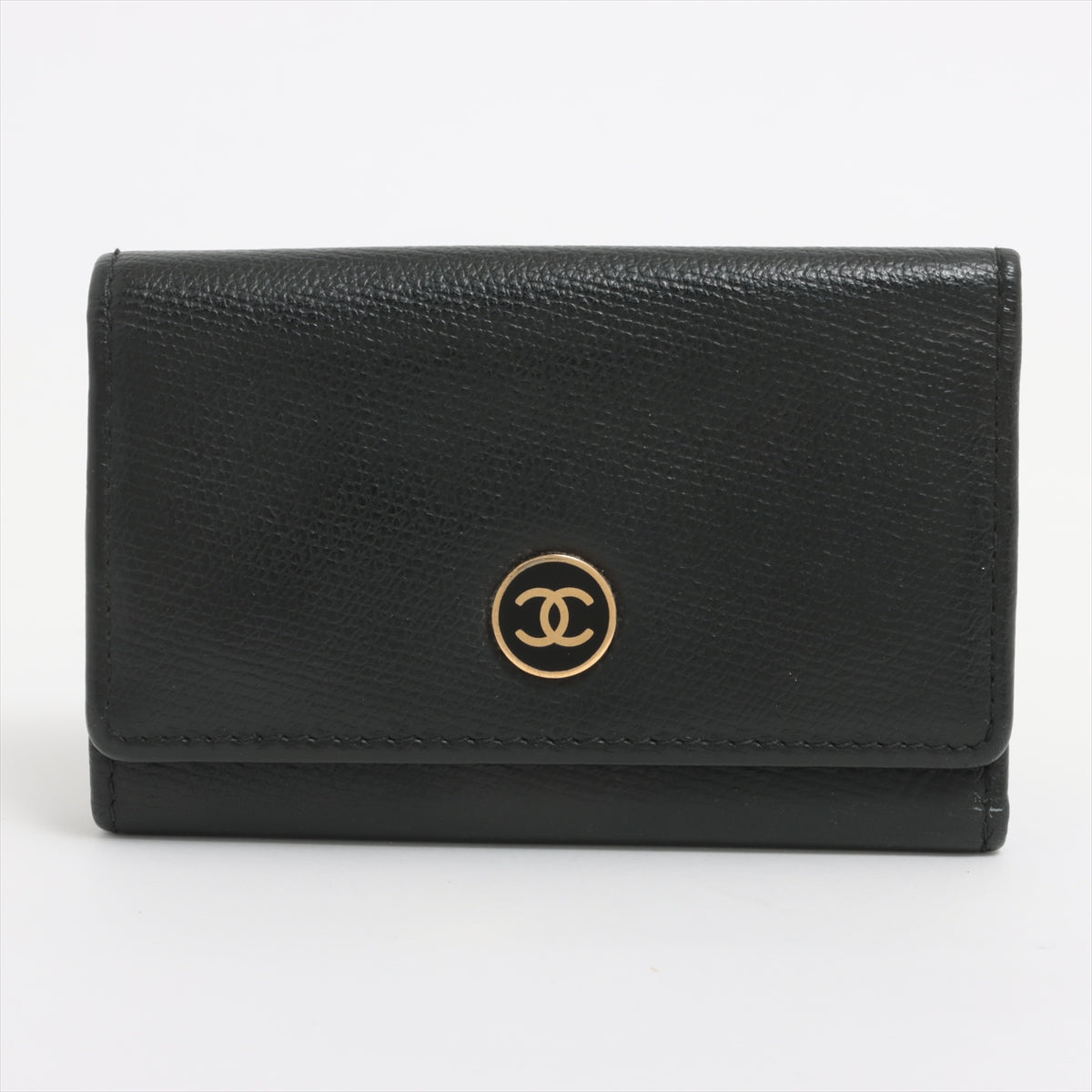 Chanel Coco Button Leather Key Case Black