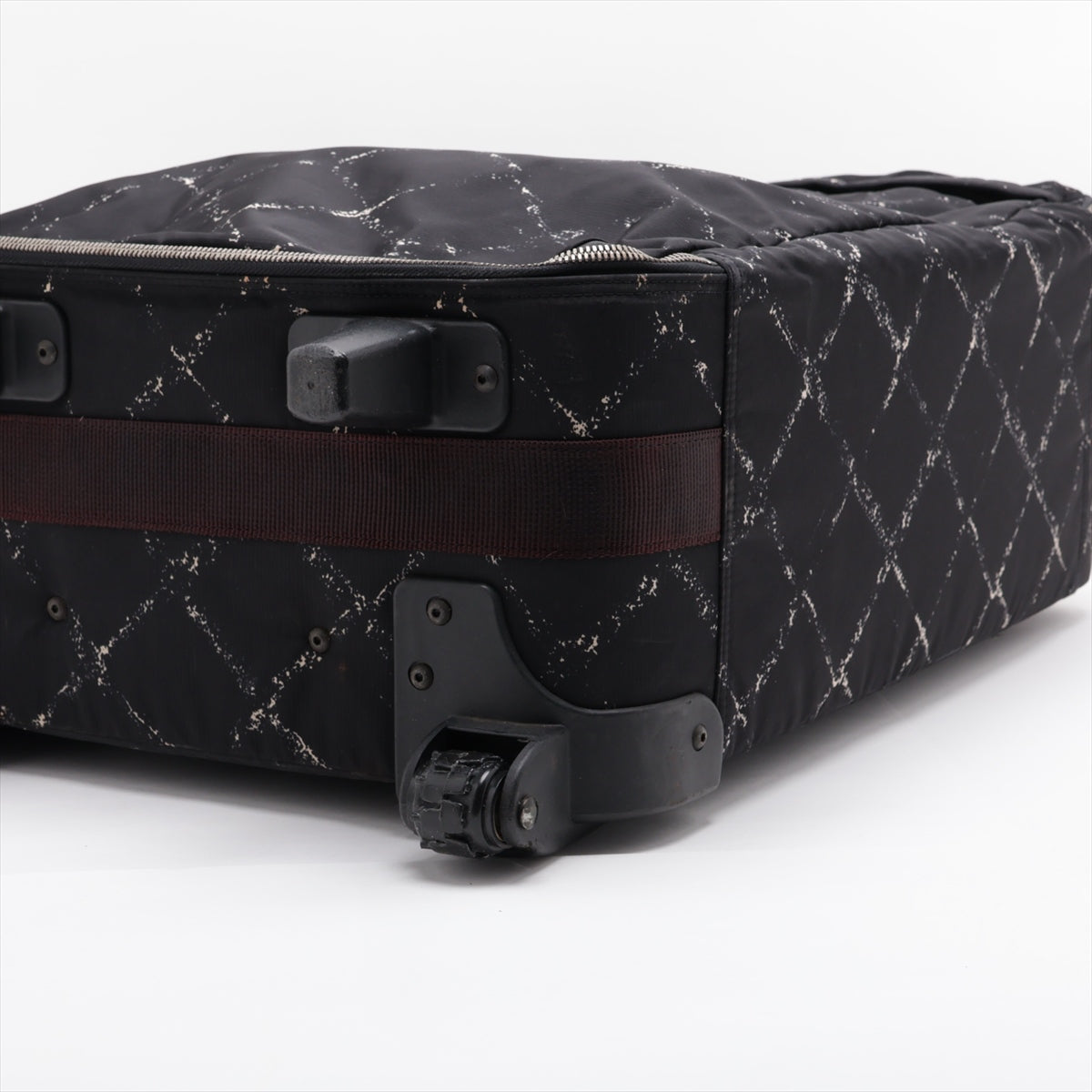 Chanel Vintage Matelasse Travel Line Nylon Suitcase Black