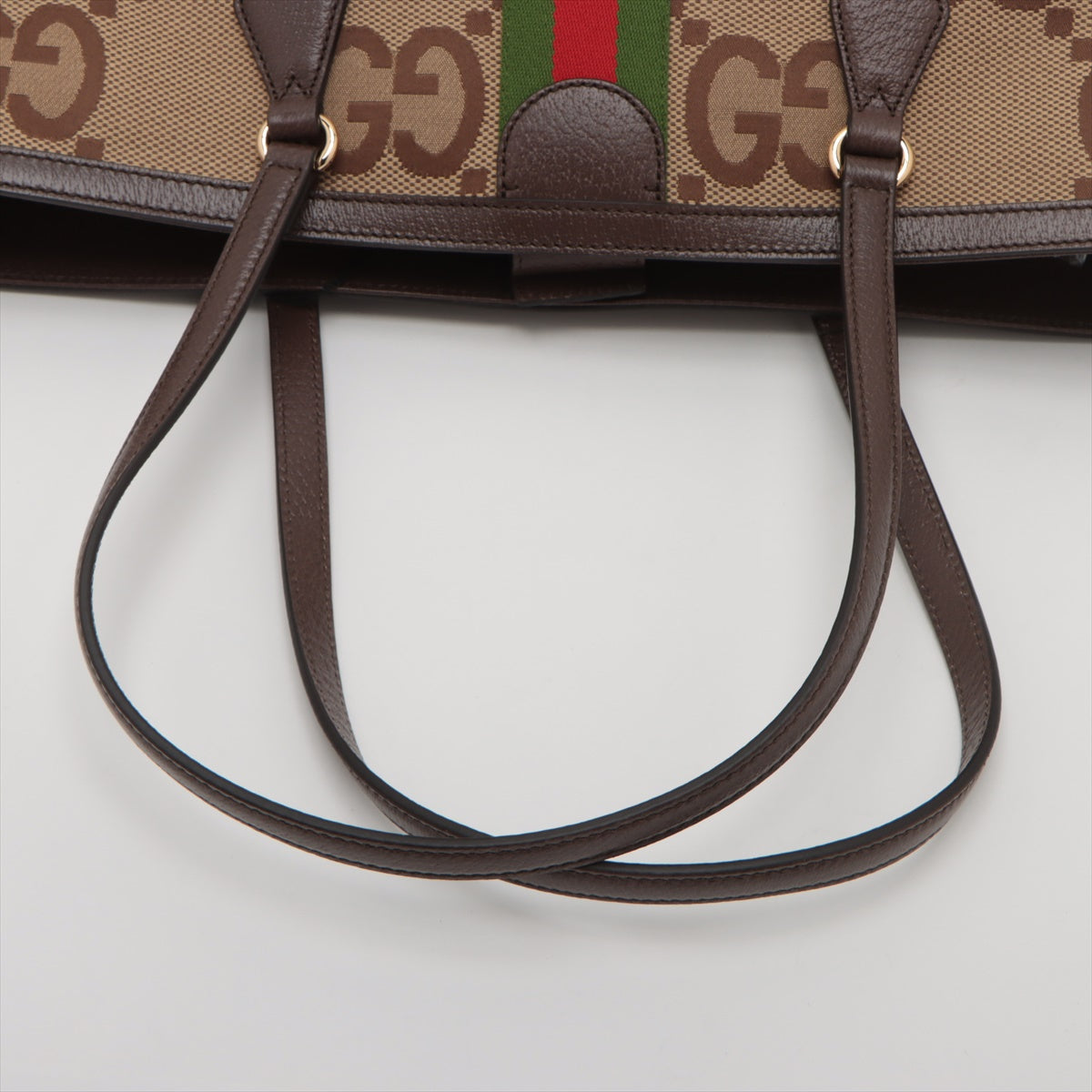 Gucci Jumbo GG Canvas Leather Tote Bag Brown