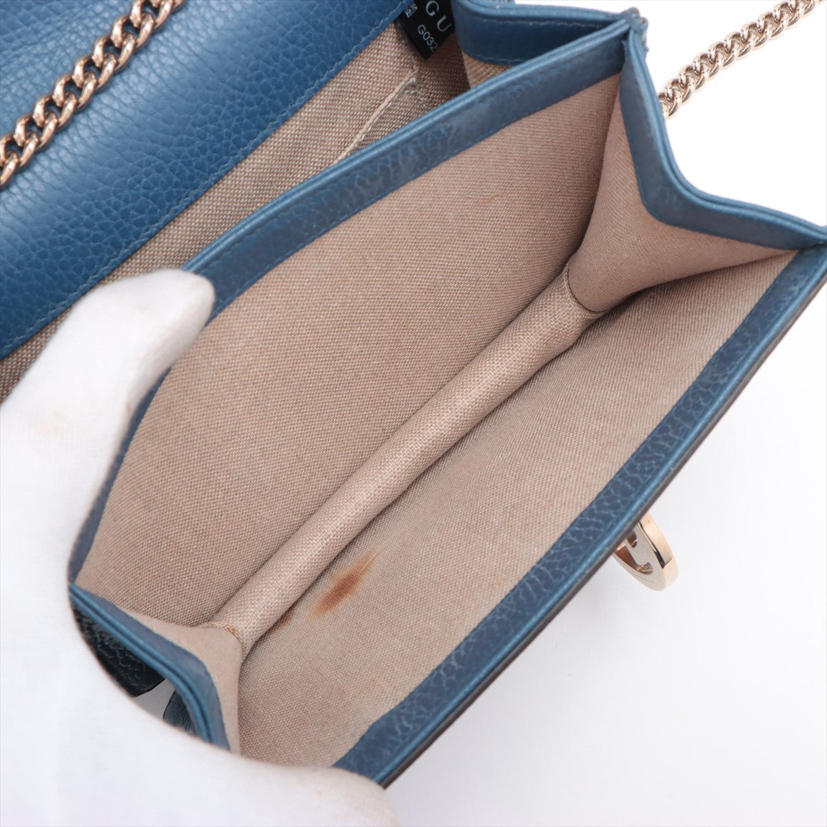 Gucci Interlocking G Leather Chain Shoulder Bag Blue