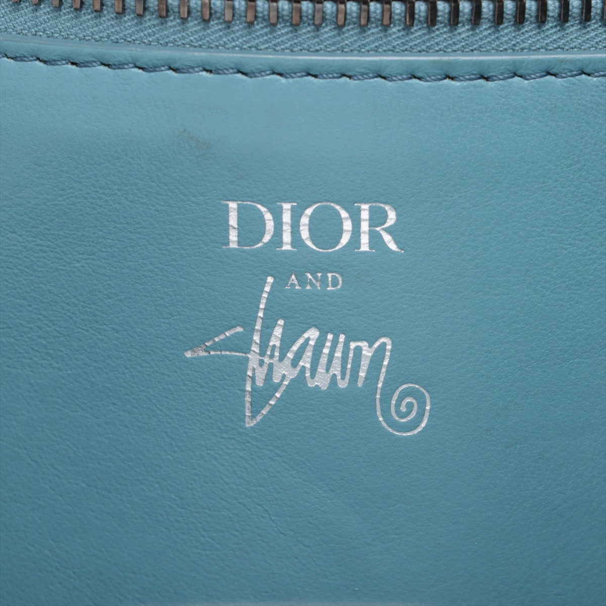 Christian Dior x Shawn Stussy Logo Leather Tote Bag Blue